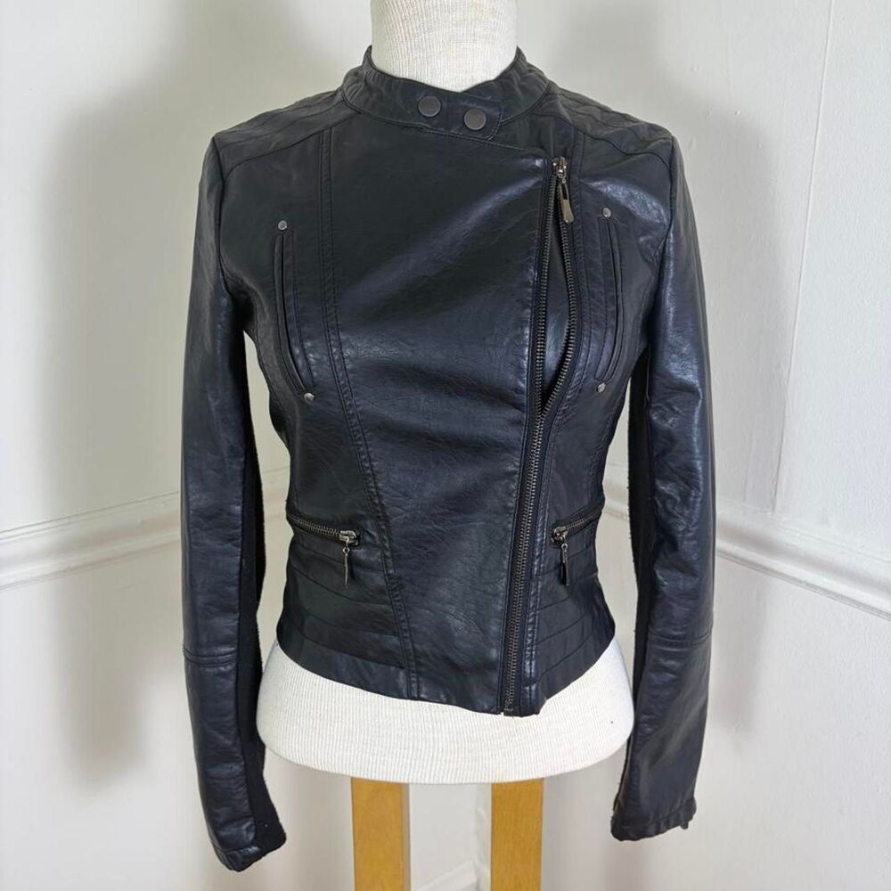 Vintage Therapy black vegan leather moto jacket